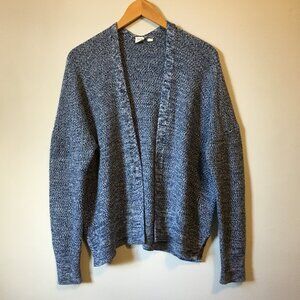 GAP Blue & White Heavy Knit Open Front Cardigan 100% Cotton Chunky